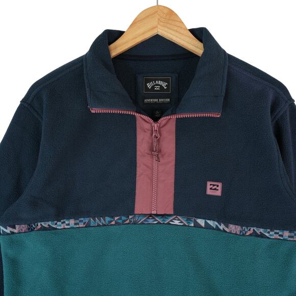Billabong Boundary Fleece Pullover Mens S Colorblock Aztec Quarter Zip Adventure - Picture 1 of 9